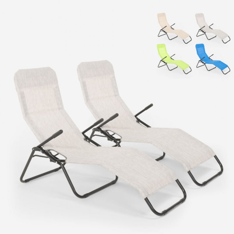 

2 tumbonas hamacas de acero plegables para jardín o playa Pasha | Gris