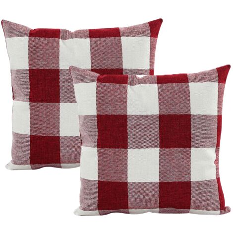2 uds funda de cojín roja y blanca, 45x45cm, funda de almohada a cuadros geométricos, para sofá, sala de estar, dormitorio, decoración del hogar
