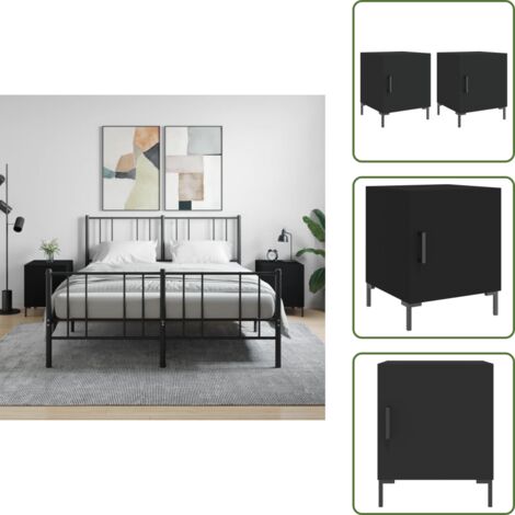 2 uds Mesitas de noche, Mesillas de Noche, Comoda, Mesas Auxiliar madera de ingeniería negro 40x40x50 cm BGT57864 MaisonChic