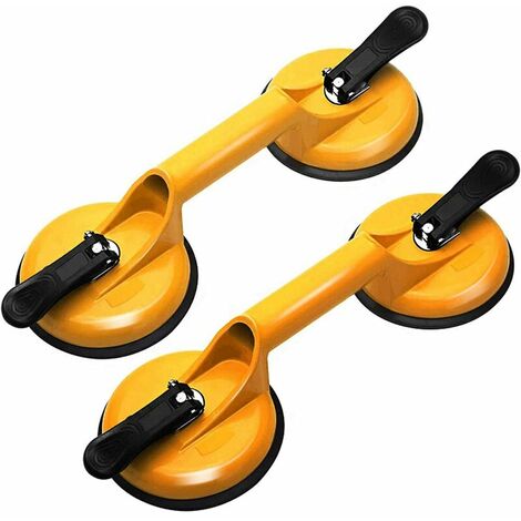 (2 uds) Ventosas de vidrio de aluminio resistente Extractores de vidrio Ventosas de azulejos Ventosas de piso Soportes de separación de piso para levantar y mover vidrio, pisos, ventanas, azulejos, gr