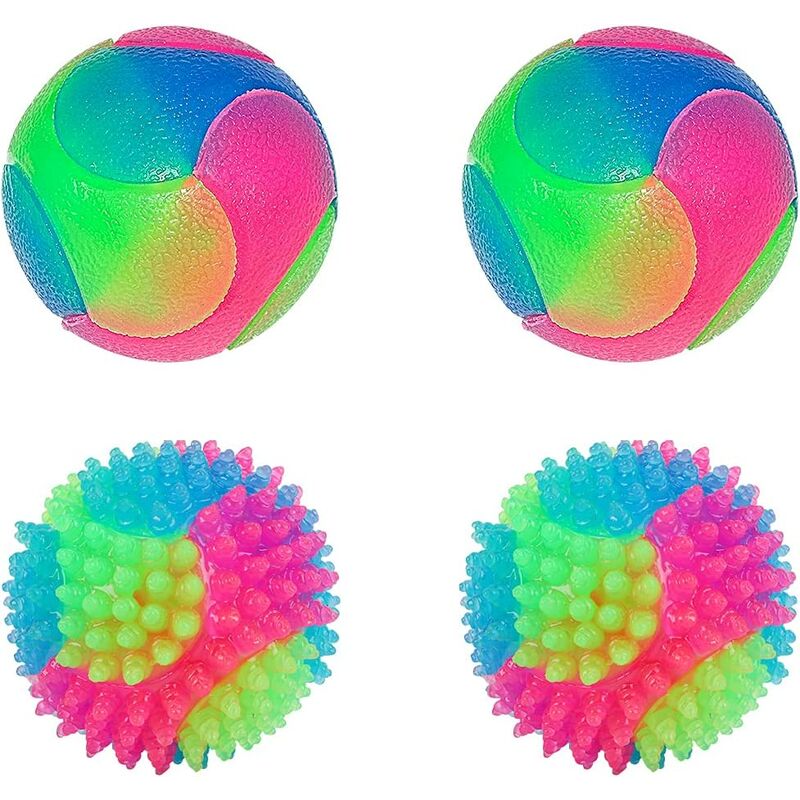

4 piezas LED bola de perro bola de juguete para perro bola interactiva que rebota la bola de luz con elástico intermitente bola de perro brillo de