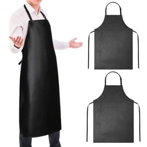 2 unidades de delantal impermeable de vinilo y goma, 101,6 cm – Mantenga la sequedad – resistente delantal químico con banda de delantal ajustable para operar lavavajillas