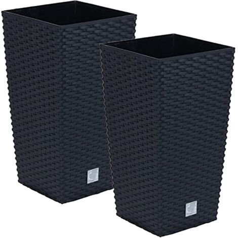 2 unidades de maceta rato de 26,6 litros con inserto 26,5 x 26,5 x 50 cm en color antracita
