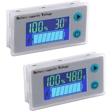 2 unidades de monitor de capacidad de batería de 12 V, indicador de voltaje, comprobador de batería de plomo ácido, indicador de batería LCD
