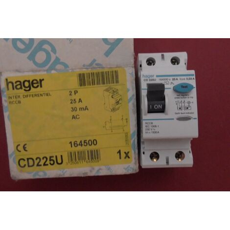 2 unit HAGER 2P 25A 30mA-AC CD225U , ID