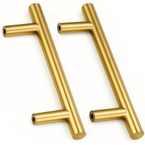 2 unità di pomelli per porte in acciaio inossidabile dorato, maniglie per mobili con viti per cassetti, armadietti, cucina, decorazione della casa, distanza tra i fori 128 mm