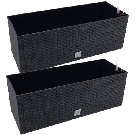 WELLHOME 2 unités de jardinière rectangulaire 17 litres avec arrosage automatique couleur anthracite 52 x 20 x 20 x 19 cm