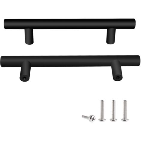 2 Unités En Noir acier inoxydable Boutons De Porte Tirer La Poignée De Meubles avec Vis pour Tiroir Meuble Cuisine Cuisine Home Decorating, Trou à Trou Centre Distance 128 mm