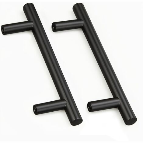 2 Unités En Noir acier inoxydable Boutons De Porte Tirer La Poignée De Meubles avec Vis pour Tiroir Meuble Cuisine Cuisine Home Decorating, Trou à Trou Centre Distance 128 mm