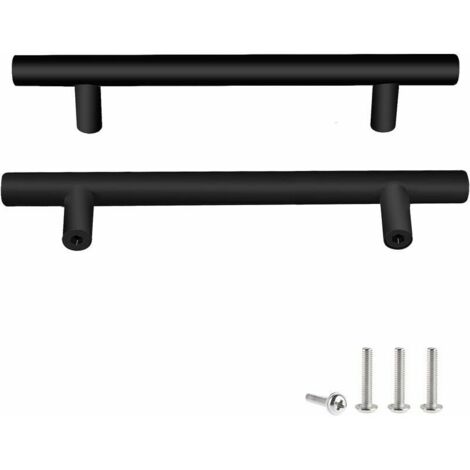 2 Unités En Noir acier inoxydable Boutons De Porte Tirer La Poignée De Meubles avec Vis pour Tiroir Meuble Cuisine Cuisine Home Decorating, Trou à Trou Centre Distance 182 mm