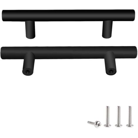 2 Unités En Noir acier inoxydable Boutons De Porte Tirer La Poignée De Meubles avec Vis pour Tiroir Meuble Cuisine Cuisine Home Decorating, Trou à Trou Centre Distance 96 mm