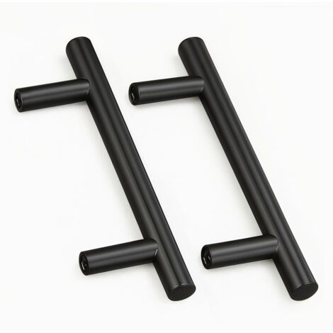 2 Unités En Noir acier inoxydable Boutons De Porte Tirer La Poignée De Meubles avec Vis pour Tiroir Meuble Cuisine Cuisine Home Decorating, Trou à Trou Centre Distance 96 mm