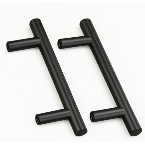 2 Unités En Noir acier inoxydable Boutons De Porte Tirer La Poignée De Meubles avec Vis pour Tiroir Meuble Cuisine Cuisine Home Decorating. Trou à Trou Centre Distance 96 mm