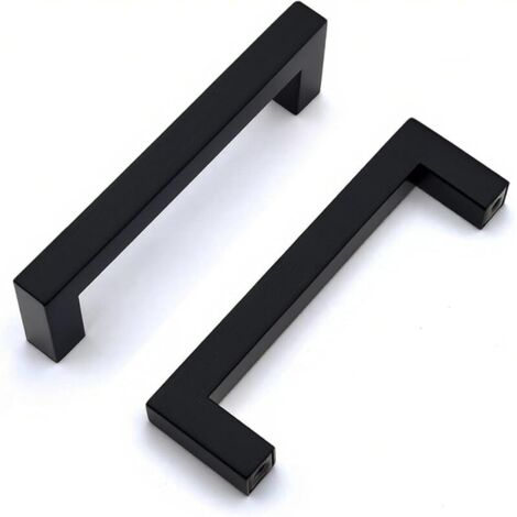 2 unités poignées d'armoire en acier inoxydable boutons de porte noirs tirer la poignée de meubles avec vis pour tiroir armoire meubles cuisine décoration de la maison distance du trou 96mm