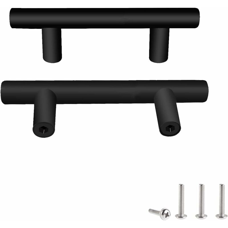 2 Unités En Noir acier inoxydable Boutons De Porte Tirer La Poignée De Meubles avec Vis pour Tiroir Meuble Cuisine Cuisine Home Decorating, Trou à