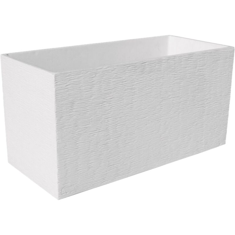 2 unités Jardinière en pierre reconstituée rugueuse indico 80x25x71cm. Pour l'extérieur. Blanc