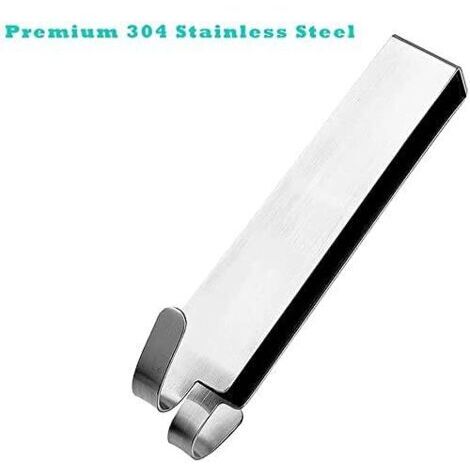 2 verlängerte Duschtürhaken im 2er-Pack. Türhaken für rahmenlose Glasduschtüren. Doppelhandtuchhaken (Silber).