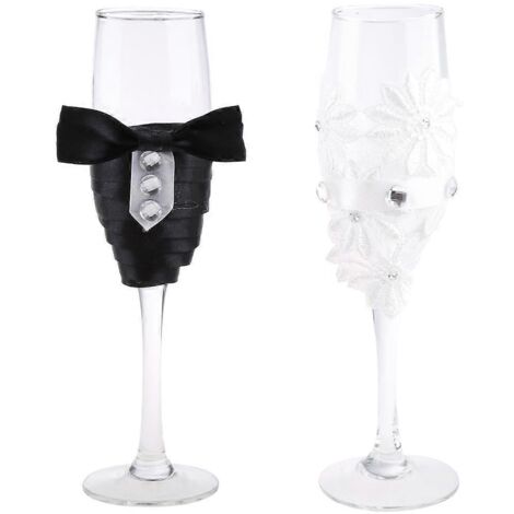 2 Verres à Champagne Cristal pour Mariage, Coupe de Toast et Verre à Vin Rouge Cadeau Noces