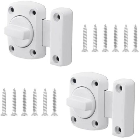 2 verrous de porte antivol avec vis,Verrou rotatif,Verrou de porte pour salle de bain, chambre à coucher, toilettes, porte
