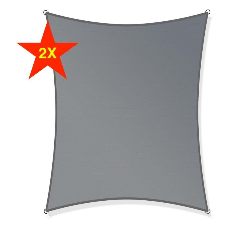 2 Voiles dâ 'Ombrage : 3 x 5 m Protection Contre le Vent, le Soleil et les Rayons uv 30+ pour Votre Jardin et Balcon - Gris