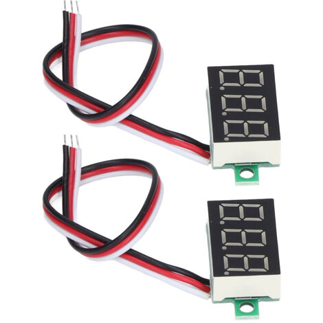 2 Voltmètres Numériques DC 0‑30V avec Affichage LED Vert 0.36 Pouces, 3 Fils