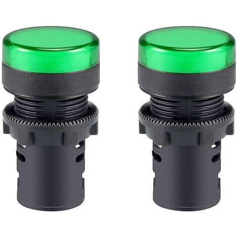 2 voyants lumineux AC/DC, LED jaunes, montage encastré 22 mm (7/8") - vert
