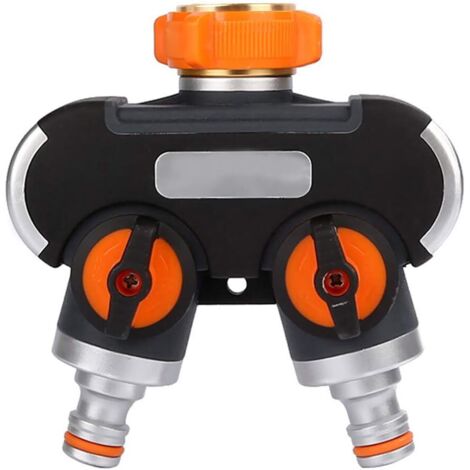 2-way distributor, hose distributor, garden hose distributor, adjustable and lockable water flow, distributor for garden irrigation (3/4 European thread)