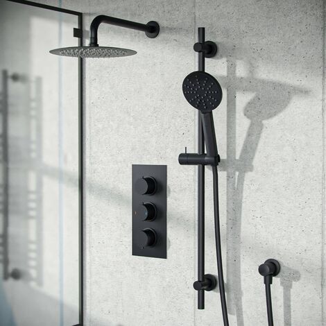 2-Way Matte Black Overhead Rainfall Shower and Handset Complete
