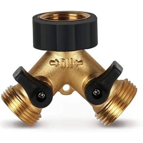 2-Way Y-Shaped Garden Hose Tap Splitter for 3/4" Supply Hoses