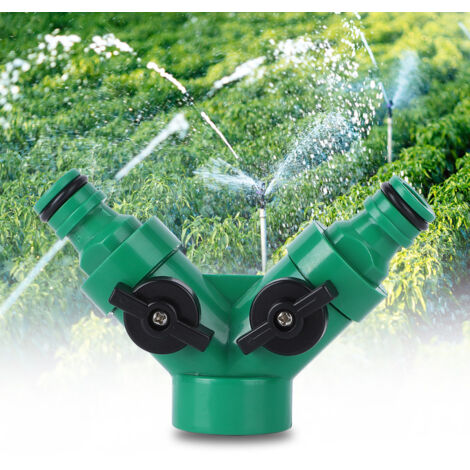 2-Wege-Gartenschlauchverteiler mit integriertem Ventil, individueller Durchflussregelung und Schnellanschluss