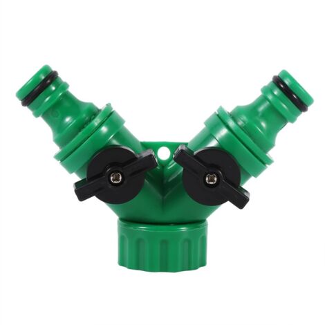 2-Wege-Schlauchverteiler, Tropfbewässerungsschlauchverbinder mit Y-Ventil und Wasserhahnadapter mit Griff