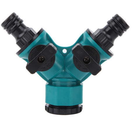 2-Wege-Verteiler, Y-förmiger Verteiler-Wasserhahnanschluss mit 2 separaten Absperrventilen für einstellbaren und arretierbaren 3/4-Zoll-Wasserdurchfluss im Garten- und Hausgartenbereich.