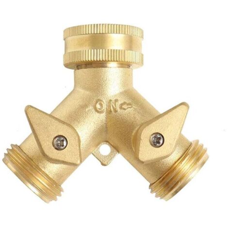 2-Wege-Wasserhahnadapter aus Messing für Gartenschläuche zur Gartenbewässerung mit Absperrventil