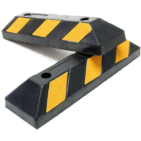 2 Wheel Stoppers With Reflectors 550x150x100mm Black And Yellow