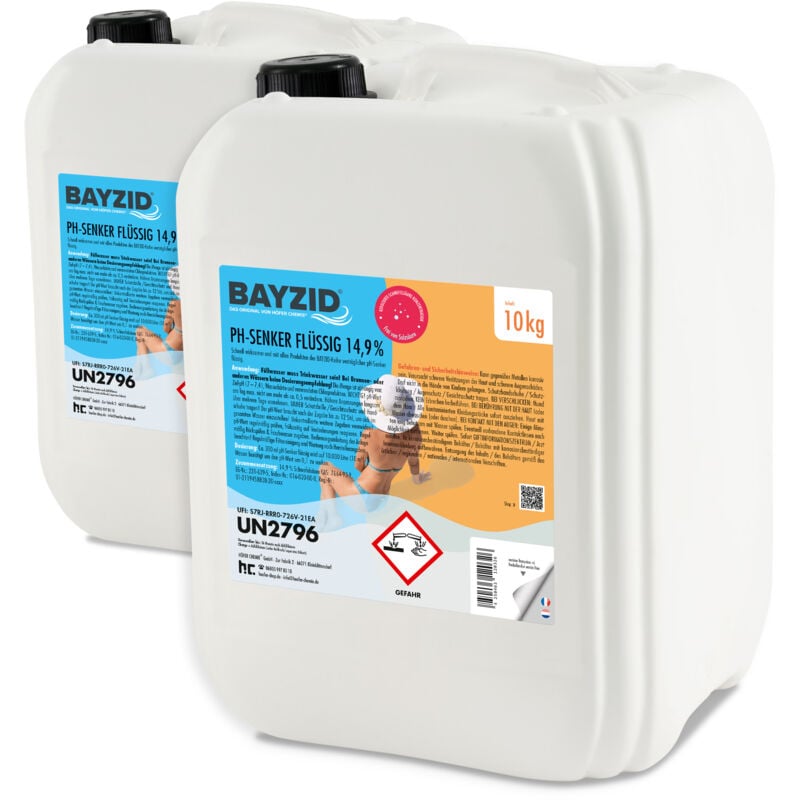 Höfer Chemie Gmbh - 2 x 10 kg de réducteur de pH bayzid moins 14,9 % de Höfer Chemie pour piscines et piscines afin de réduire la valeur du pH
