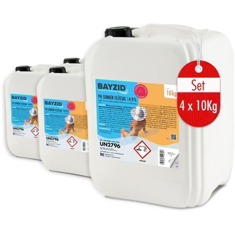 Höfer Chemie Gmbh - 4 x 10 kg de réducteur de pH bayzid moins 14,9 % de Höfer Chemie pour piscines et piscines afin de réduire la valeur du pH