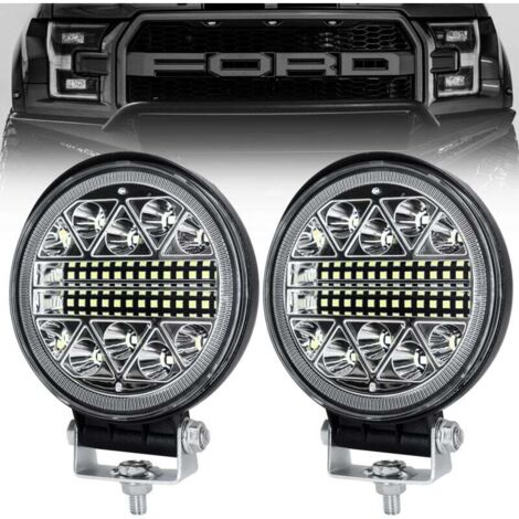 2 x 102W 4" LED-Traktor-Arbeitsscheinwerfer, runder Projektor, LED-Scheinwerfer mit großer Reichweite, Schutzart IP68, Spot- und Flutlicht-Rückfahrscheinwerfer für PKW, LKW, Traktor, SUV, Boot