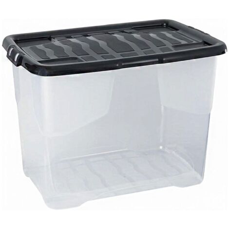 2 x 10L Curve Plastic Storage Boxes With Black Lids