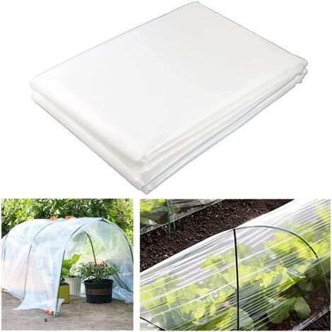2 x 10M Bâche Protection Serre en Polyéthylène, Extra Épais Film Bâche en Plastique Transparent, Résistant Couverture de Polytunnel pour Protection Serre de Plante de Jardin (0.08mm)