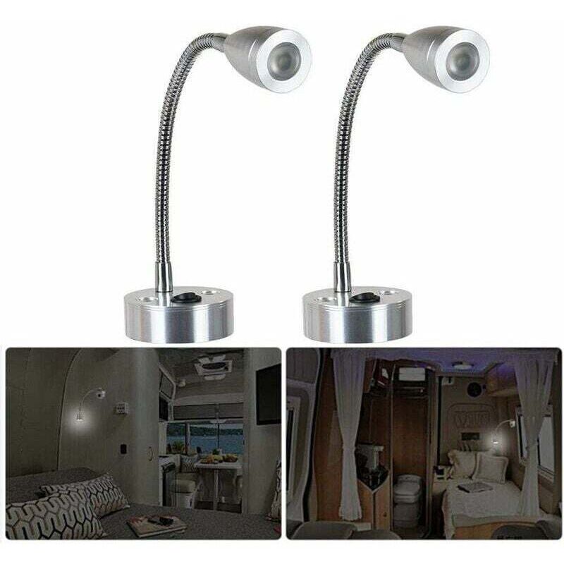 2 x 12V Lampe de Lecture, Liseuse Commuté individuellement Tête réglable pour VR camping-car pour Livre-jaune 3500K