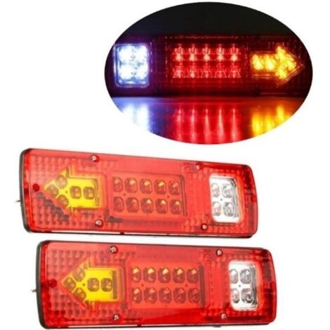 2 x 12V LED FEUX LAMPES ARRIERES CAMION REMORQUE FOURGON CARAVANE CAMPER x19 LED