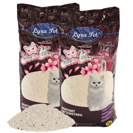 2 x 15 Liter Lyra Pet® SilverCat® Katzenstreu Bentonit mit Aktivkohle