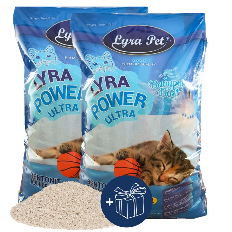 2 x 15 litres Lyra Pet Lyra Power ultra excellente litière pour chat + cadeau