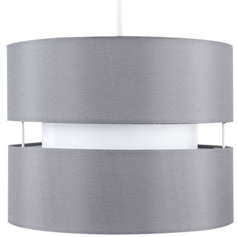 Sophia Pair of Modern 2 Tier Grey Cylinder Ceiling Pendant Light Shades