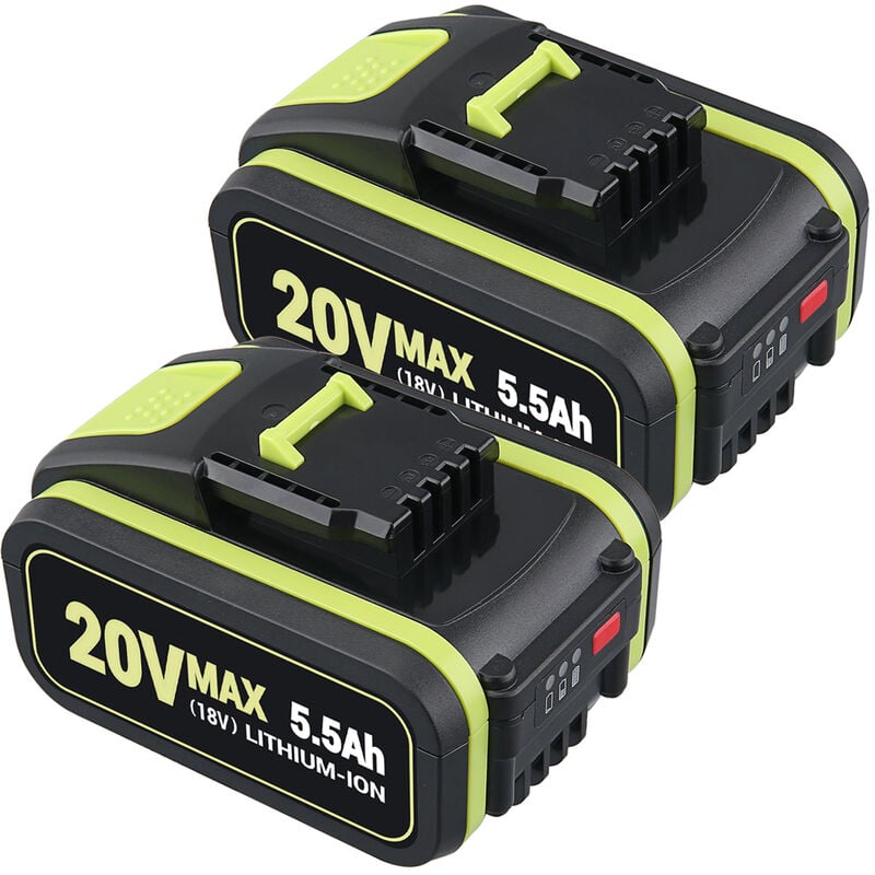 Pdstation - 2 x 20V 5.5Ah Batterie pour Worx 20V Batteries WA3553 WA3551 WA3556 WA3572 WA3605 WA3641 Compatible avec Les Outils 20V