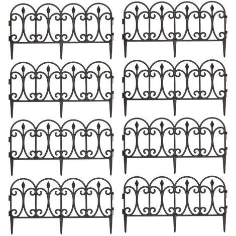 2 x 23cm 4 Piece Black Ornate Garden Border Fence Edging
