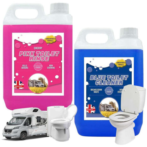 2 x 2.5 Litre Combo Pack Pink & Blue Toilet Fluid Cleaner Bottles