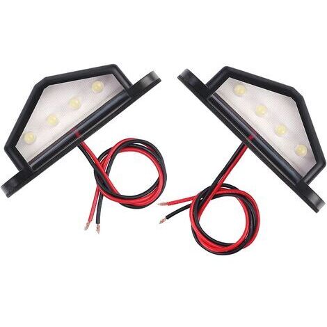 2 x 4 LED Feux Plaque Eclairage de Plaque Immatriculation Lampe Ampoule LED Feu Arrière de Plaque d'Immatriculation Étanche pour Camion Camionnette Remorque Voiture Véhicule Caravane 12V 24V