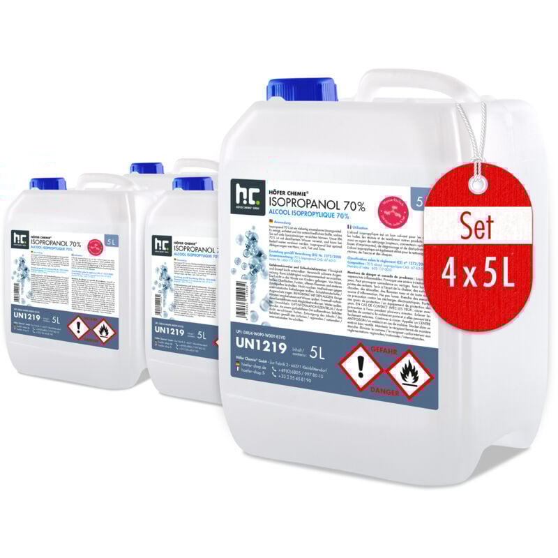 Höfer Chemie Alcool isopropylique 70% Höfer Chemie® en bidon de 5 l 20 l (en)