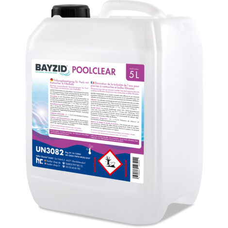 2 x 5 L BAYZID® Poolclear - Élimination de la turbidité de l´eau pour piscines à cartouches et balles filtrantes